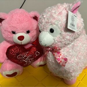 Valentines Pink Llama Plush and Singing Pink bear Plush Bundle ($51.98 Value)